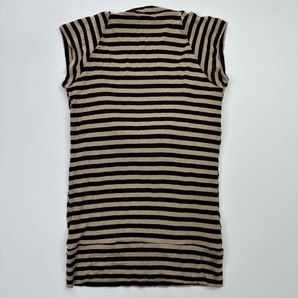 Y2K Cache XS Top Brown Beige Striped Sleeveless Cowl Neck Knit Tank Blouse - Picture 5 of 6